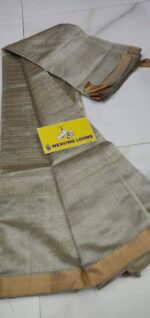 Semi Tassar Silk Mini Box Middle Chek Design & Mini Temple Border Saree