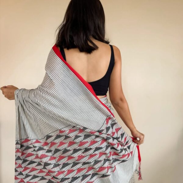 EXCLUSIVE PRIMIUM QUALITY CHECK HAND WEAVING COTTON TEMPEL SAREE