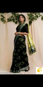 Primium Quality Linen Ikkat Design Saree - Image 4