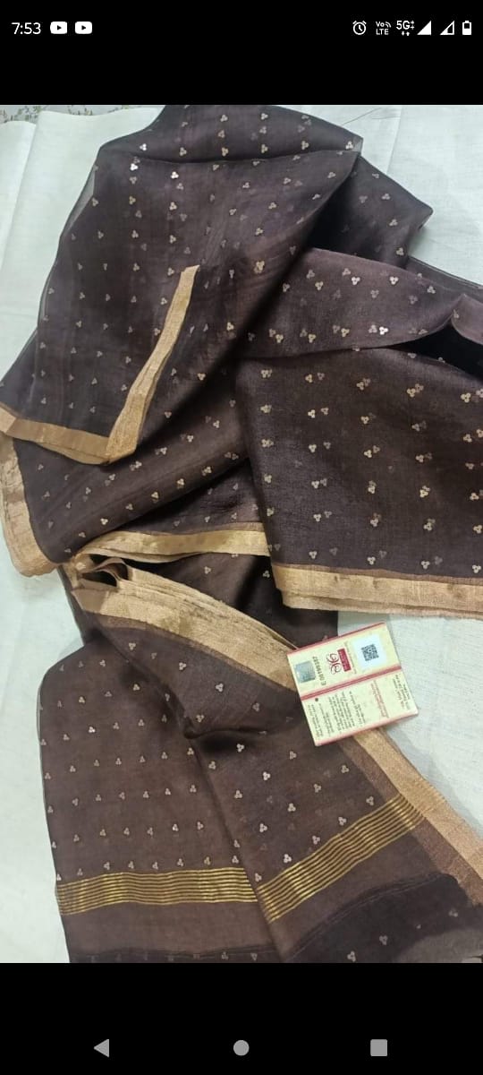 Black EXCLUSIVE PRIMIUM QUALITY PURE RESHOM SIKUAENS SAREE - Image 1