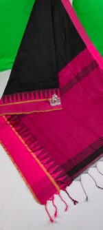One side temple border cotton silk handloom Saree - Image 3