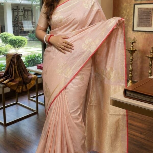 New design Exclusive tissue by pure linen Saree