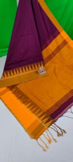 One side temple border cotton silk handloom Saree - Image 9