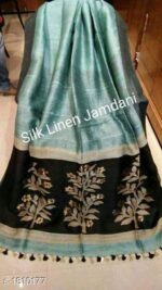 Silk lilen handloom saree - Image 5