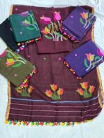 Original Resam Silk Linen Jamdani  Saree - Image 6