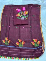 Original Resam Silk Linen Jamdani  Saree - Image 7
