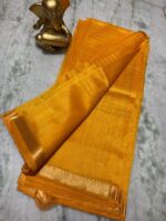 Semi Tassar Silk Mini Box Middle Chek Design & Mini Temple Border Saree - Image 4