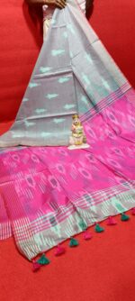Primium Quality Linen Ikkat Design Saree - Image 11