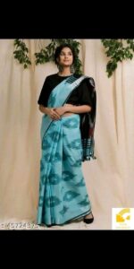 Primium Quality Linen Ikkat Design Saree - Image 17
