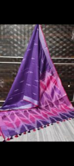 Primium Quality Linen Ikkat Design Saree - Image 19