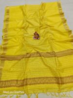 Semi Tassar Silk Mini Box Middle Chek Design & Mini Temple Border Saree - Image 14