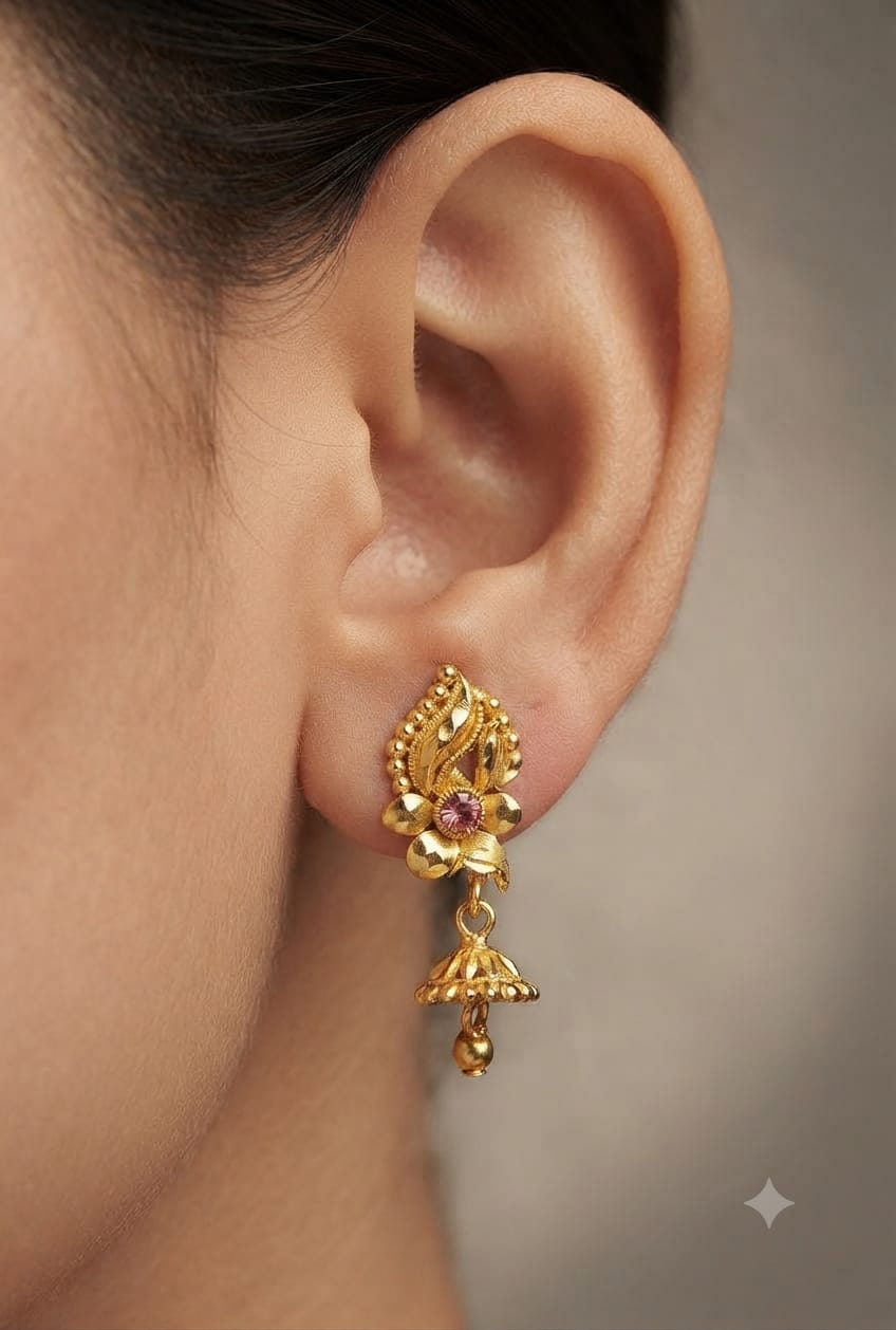 earring 40-1 (3) Small Jhumko Earring (kaner) 40 - Image 1